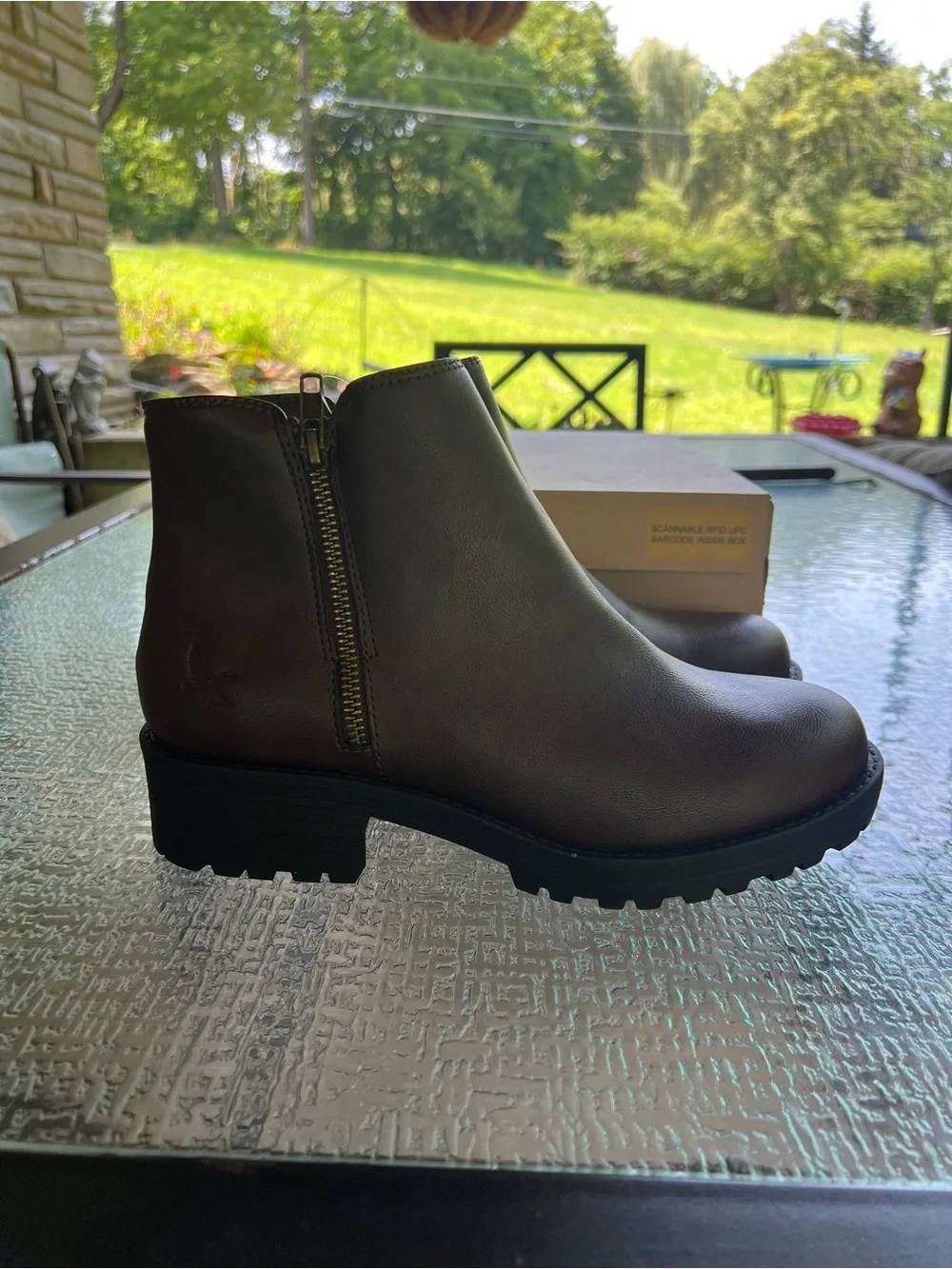 Eddie Bauer Size 8.5M Clea Double Side Zip Casual Womens Ankle Boots Dark Brown